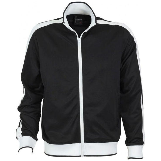 Identitee Mens Varsity Track Top Jacket Tracksuit Warm Winter Jumper Long Sleeve - Black/White - 3XL