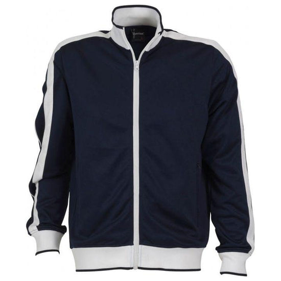 Identitee Mens Varsity Track Top Jacket Tracksuit Warm Winter Jumper Long Sleeve - Navy/White - L