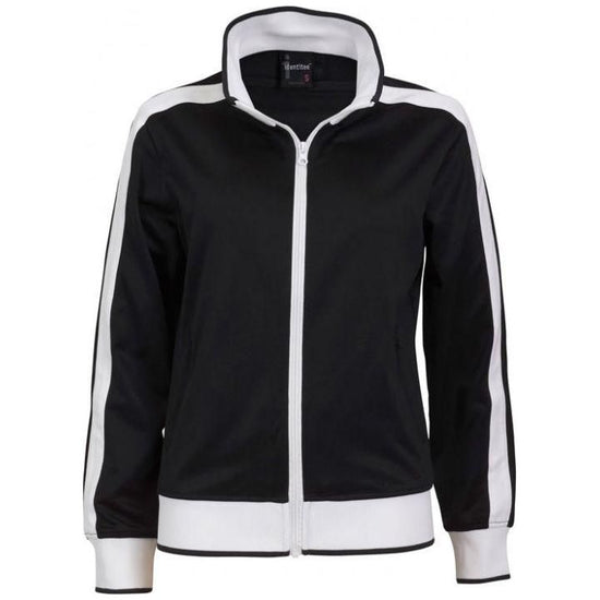 Identitee Ladies Track Top Jacket Tracksuit Warm Winter Full Zip Varsity Jumper - Black/White - XL (18-20)