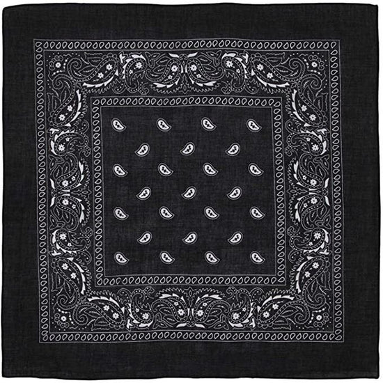 BANDANA Paisley 100% COTTON Head Wrap Durag Bandanna Summer Biker Scarf Mask - Black