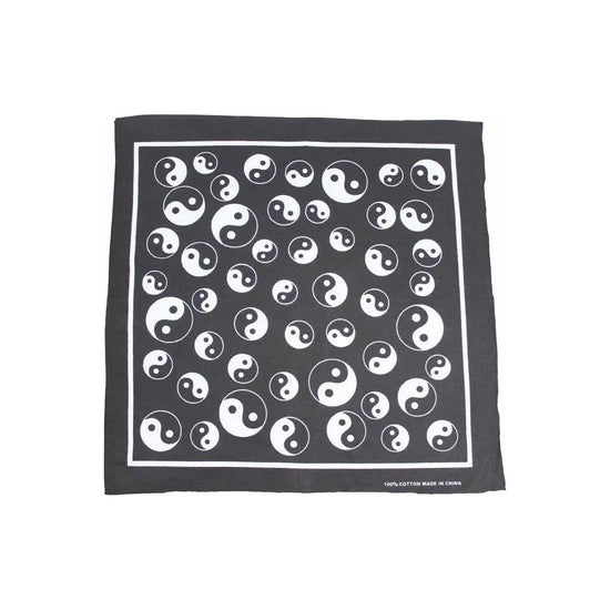 BANDANA Paisley 100% COTTON Head Wrap Durag Bandanna Summer Biker Scarf Mask - Yin Yang (Black/White)