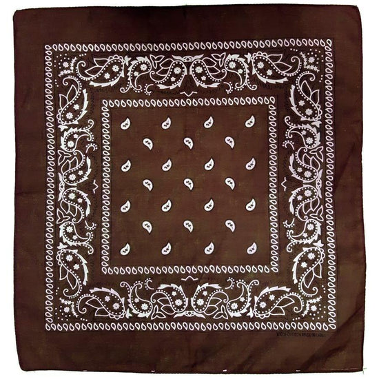 BANDANA Paisley 100% COTTON Head Wrap Durag Bandanna Summer Biker Scarf Mask - Brown