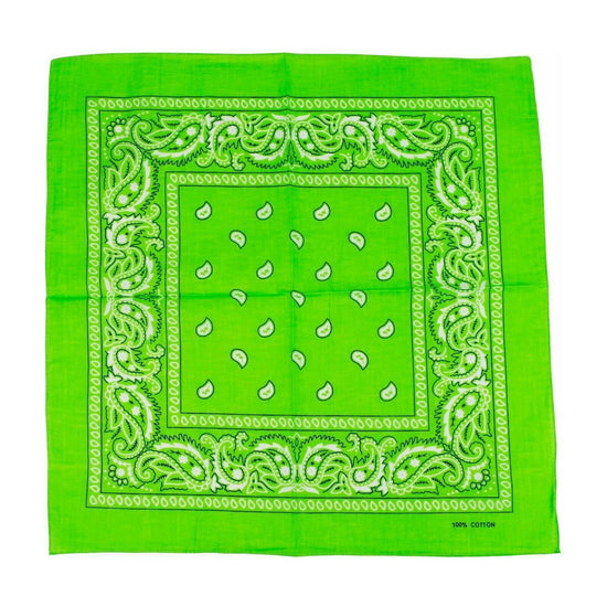 BANDANA Paisley 100% COTTON Head Wrap Durag Bandanna Summer Biker Scarf Mask - Light Green