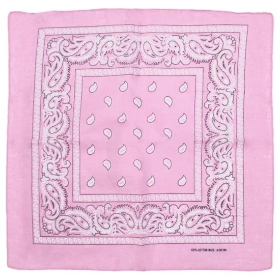 BANDANA Paisley 100% COTTON Head Wrap Durag Bandanna Summer Biker Scarf Mask - Light Pink