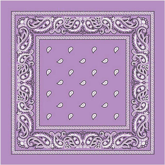 BANDANA Paisley 100% COTTON Head Wrap Durag Bandanna Summer Biker Scarf Mask - Lilac