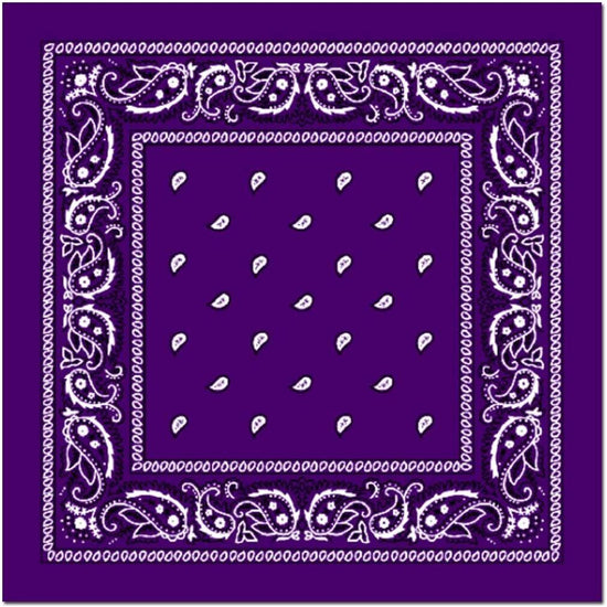 BANDANA Paisley 100% COTTON Head Wrap Durag Bandanna Summer Biker Scarf Mask - Purple