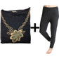 2pcs Set Womens Merino Wool Blend Pants & Top Underwear Leggings Thermal Thermals - Black - 16-18