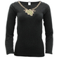Ladies Merino Wool Blend Long Sleeve Thermal Spencer Top Thermals Underwear - Black - 12-14