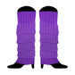 12x LEG WARMERS Knitted Womens Costume Neon Dance Party Knit 80s BULK - Purple