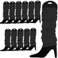 12 LEG WARMERS Knitted Womens Neon Party Knit Ankle Fluro Dance Costume 80s BULK - Black