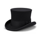 5.5"" Premium Australian Wool Felt Top Hat w/ Satin Lining Mad Hatter Magician Tuxedo in Black - 57cm