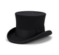 5.5"" Premium Australian Wool Felt Top Hat w/ Satin Lining Mad Hatter Magician Tuxedo in Black - 61cm