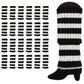 24x Womens Leg Warmers Disco Winter Knit Dance Party Crochet Legging Socks Costume - Black/White Stripe