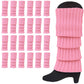 24x Womens Leg Warmers Disco Winter Knit Dance Party Crochet Legging Socks Costume - Light Pink