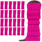 24x Womens Leg Warmers Disco Winter Knit Dance Party Crochet Legging Socks Costume - Purple