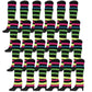 24x Womens Leg Warmers Disco Winter Knit Dance Party Crochet Legging Socks Costume - Rainbow with Black Stripe