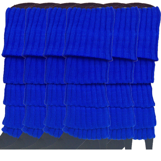 6x Womens Leg Warmers Disco Winter Knit Dance Party Crochet Legging Socks Costume - Blue