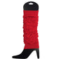 6x LEG WARMERS Knitted Womens Neon Party Knit Ankle Fluro Dance Costume 80s BULK - Red