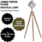 Nautical Tripod Floor Lamp Search Light Modern Chrome Head with Mesh