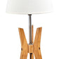 Bamboo Tripod Table Lamp Desk Modern Rustic Geo Light w Linen Shade