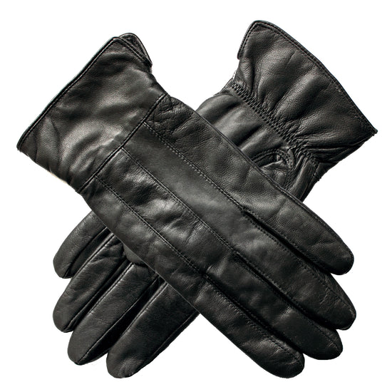 Ladies Genuine Sheepskin Leather Gloves Fleece Lined Warm Winter Womens in Black - L