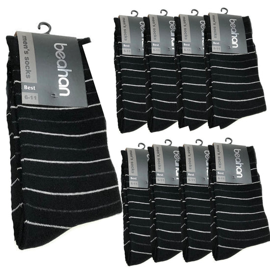 9 Pairs COTTON BUSINESS SOCKS Mens Dress Crew Plain Work Casual  BULK - Black - 6-11
