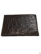 Mens Slim Genuine Skin Crocodile Leather Wallet Bi Fold Gift - Brown