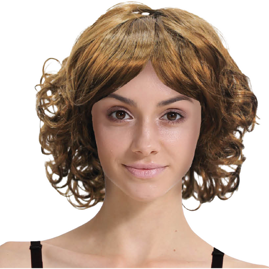 CURLY BOB WIG Hair Party Costume Halloween Fancy Dress 60s 70s - Brown