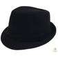 Classic Trilby Hat Fedora Felt Costume Gangster Jazz Cap in Black - One Size