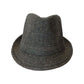 CLASSIC TRILBY HAT Fedora Felt Cap Costume Gangster in Herringbone Charcoal