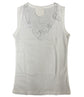 Ladies Sleeveless Singlet Top Womens Summer Basic Tank Shirt Lace Motif Front - Natural - 10-12