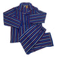 KIDS FLANNELETTE PYJAMAS PJs Boys Girls Flannel Pajamas Pyjama Winter Set PJ - Blue/Navy/White/Red Stripe - 8