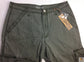 Mens 3/4 CARGO SHORTS Long Pants 100% COTTON Army Military Combat Summer - Olive (Washed Look) - Small (30"")