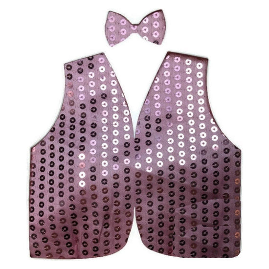 Mens SEQUIN VEST Dance Costume Party Coat Disco Accessory Sparkle Waistcoat - Light Pink