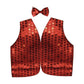 Mens SEQUIN VEST Dance Costume Party Coat Disco Accessory Sparkle Waistcoat - Red