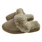 100% Sheepskin Moccasin Slippers Winter Genuine Scuffs Slip On Mens Womens - Beige (with fur) - 7