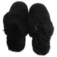 100% Sheepskin Moccasin Slippers Winter Genuine Scuffs Slip On Mens Womens - Black (with fur) - 9