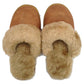 100% Sheepskin Moccasin Slippers Winter Genuine Scuffs Slip On Mens Womens - Chestnut (with fur) - 10