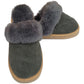 100% Sheepskin Moccasin Slippers Winter Genuine Scuffs Slip On Mens Womens - Grey (with fur) - 6