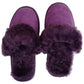 100% Sheepskin Moccasin Slippers Winter Genuine Scuffs Slip On Mens Womens - Purple (with fur) - 10