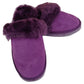 100% Sheepskin Moccasin Slippers Winter Genuine Scuffs Slip On Mens Womens - Purple (with fur) - 7