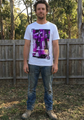 100% Cotton T-Shirt with Print Design Slim Fit Basic Tee Top in White - M