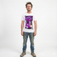 100% Cotton T-Shirt with Print Design Slim Fit Basic Tee Top in White - S