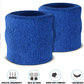 WRISTBAND & HEADBAND SET Tennis Terry Towelling Cotton Sweat Band Team Gym  - Blue