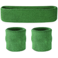 WRISTBAND & HEADBAND SET Tennis Terry Towelling Cotton Sweat Band Team Gym  - Green