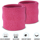 WRISTBAND & HEADBAND SET Tennis Terry Towelling Cotton Sweat Band Team Gym  - Hot Pink