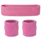 WRISTBAND & HEADBAND SET Tennis Terry Towelling Cotton Sweat Band Team Gym  - Light Pink