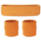 WRISTBAND & HEADBAND SET Tennis Terry Towelling Cotton Sweat Band Team Gym  - Orange