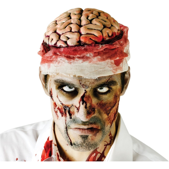 Zombie Brain Skull Cap Costume Halloween Bloody Headpiece Fancy Dress Bandage