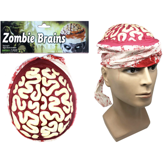 Zombie Brain Skull Cap Costume Halloween Bloody Headpiece Fancy Dress Bandage